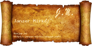 Janzer Mirkó névjegykártya